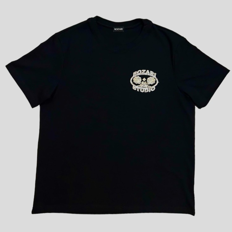 ROSES BLING - Black tee front.JPG